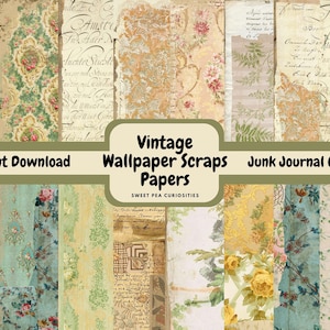 Wallpaper, Vintage Papers, Digital, Download, Printable, Junk Journal, Ephemera, Collage, Scrapbook, Junk Journal Supplies, Mixed Media, Art