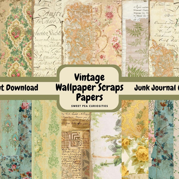 Wallpaper, Vintage Papers, Digital, Download, Printable, Junk Journal, Ephemera, Collage, Scrapbook, Junk Journal Supplies, Mixed Media, Art