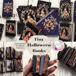 Halloween Tiny Books, Digital, Download, Printable, Junk Journal, Scrapbook, Ephemera, Ornament, Craft Kit, Gift, Tag, Miniature, Book