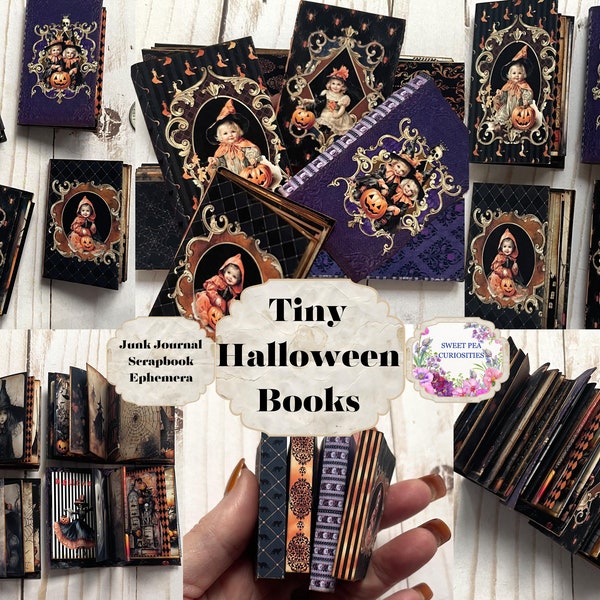 Halloween Tiny Books, Digital, Download, Printable, Junk Journal, Scrapbook, Ephemera, Ornament, Craft Kit, Gift, Tag, Miniature, Book