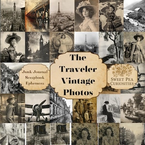 The Traveler, Paper, Vintage, Photos, Digital, Download, Printable, Junk Journal, Collage, Scrapbook, Supplies, Ephemera, Mixed Media