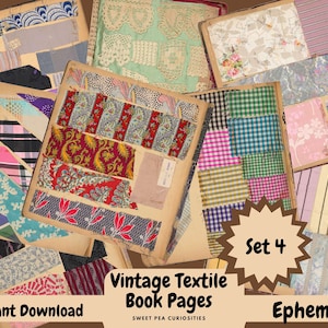 Ephemera, Vintage, Book, Textile, Digital, Download, Printable, Junk Journal Supplies, Mixed Media, Junk Journal, Collage, Material, Sewing