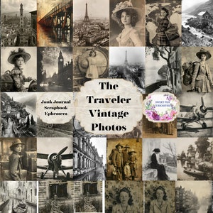 The Traveler, Papier, Vintage, Foto's, Digitaal, Download, Afdrukbaar, Junk Journal, Collage, Plakboek, Benodigdheden, Tijdelijke verschijnselen, Gemengde media