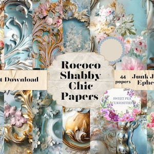 Rococo, Printable, Download, Digital, Junk Journal, Supplies, Shabby Chic, Kit, Ephemera, Collage, Vintage, Papers, Scrapbook, Art, Royal