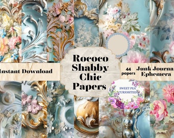 Rococo, Printable, Download, Digital, Junk Journal, Supplies, Shabby Chic, Kit, Ephemera, Collage, Vintage, Papers, Scrapbook, Art, Royal