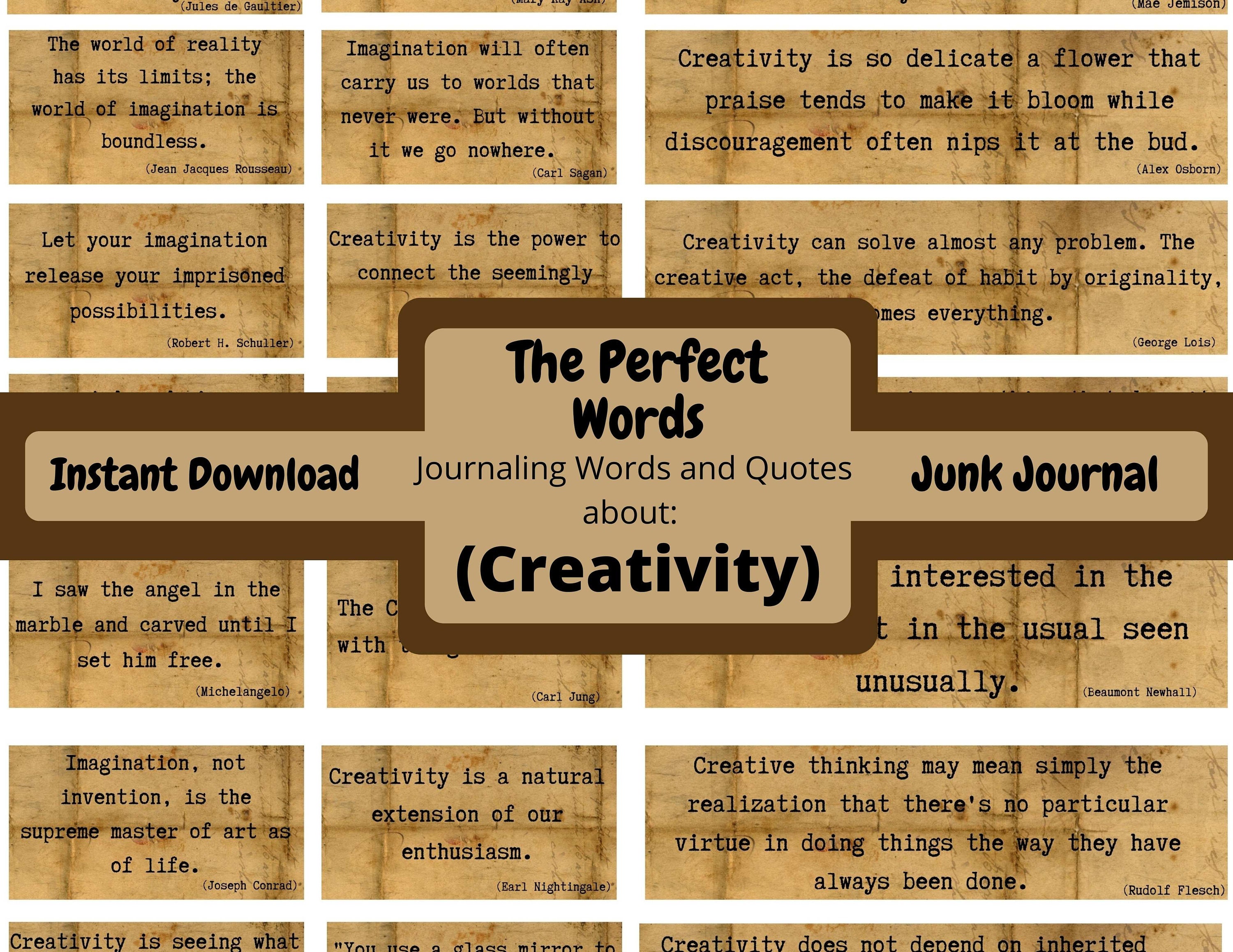 Creativity, Quotes, Digital, Inspirational Words, Printable, Junk Journaling Words, Junk Journal Words, Collage, Ephemera, Artist Quotes
