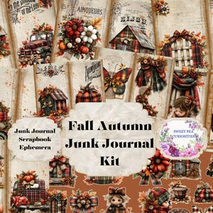 Automne, Journal indésirable, imprimable, téléchargement numérique, fleurs, éphémères, orange, rouges, bruns, ferme, rustique, autocollants