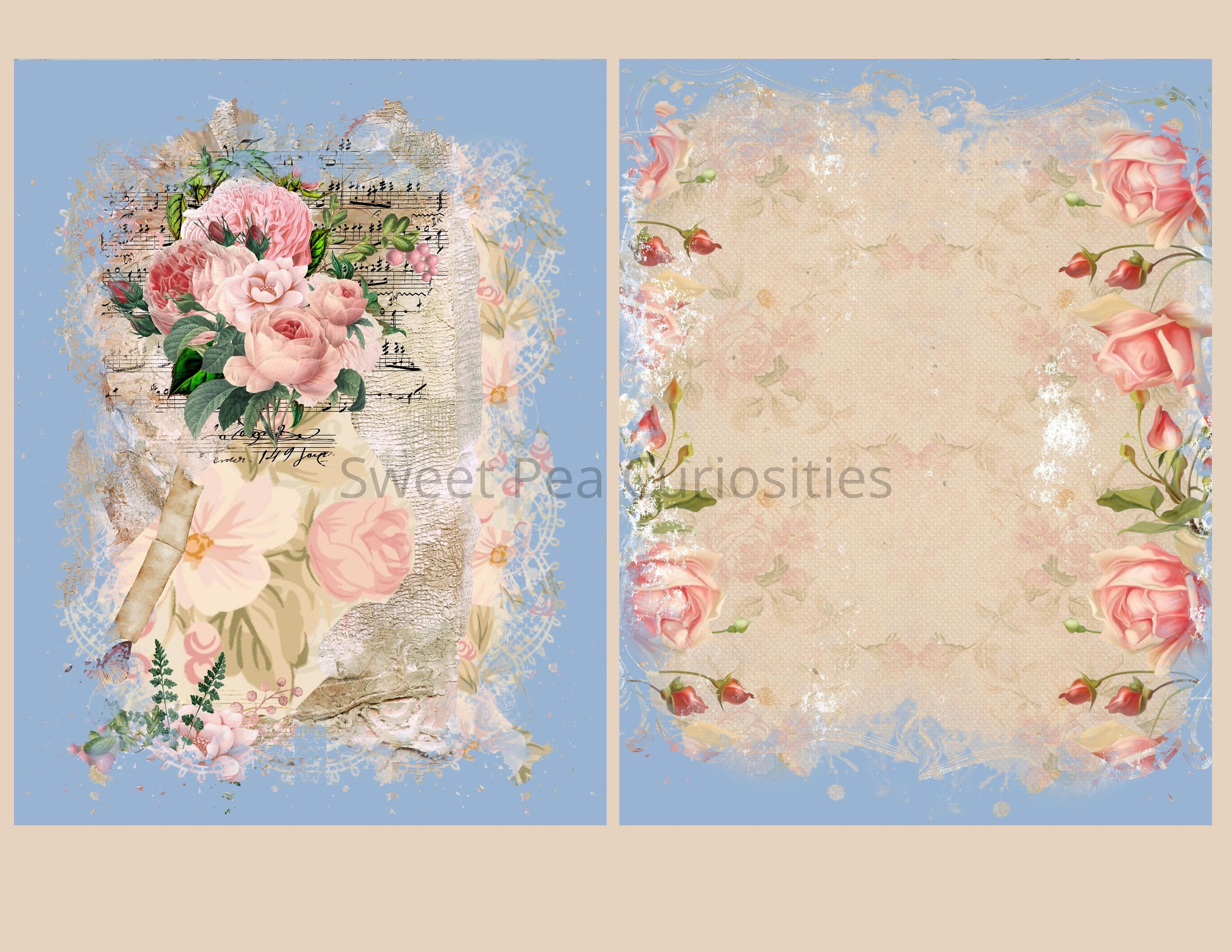 Shabby Chic Papers Digital Download Printable Junk Journal - Etsy
