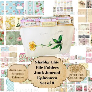 Ephemera, File Folders, Pockets, Tags, Kit,  Digital, Download, Printable, Junk Journal, Collage, Scrapbook, Vintage, Paper, Supplies