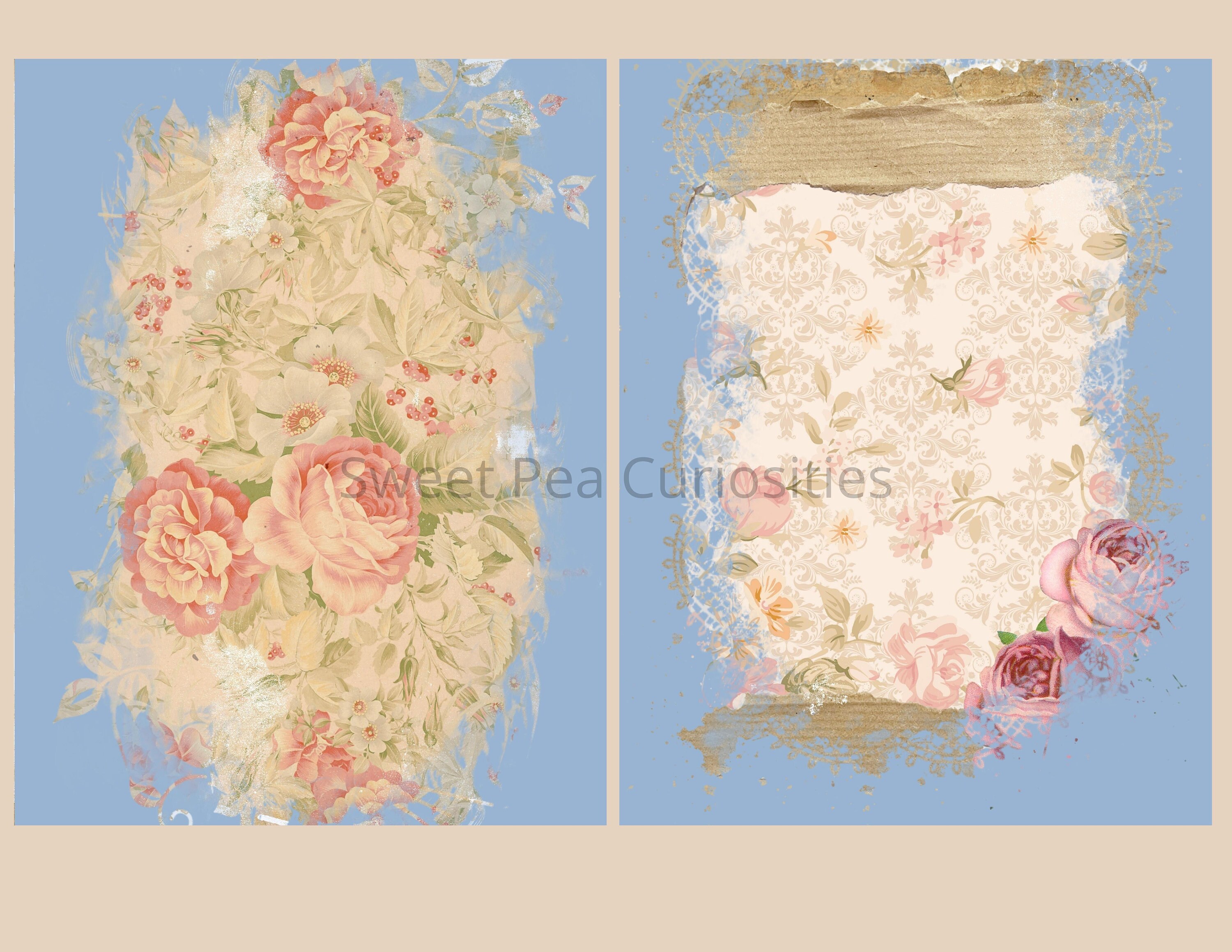 Shabby Chic Papers Digital Download Printable Junk Journal - Etsy