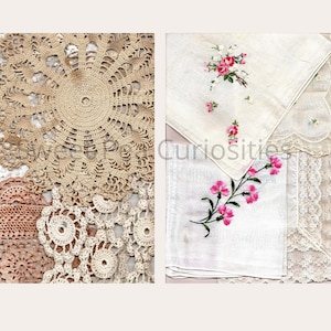 Lace, Linens, Vintage Material, Digital, Download, Printable, Junk ...