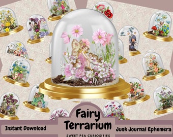 Fairy, Terrarium, Digital, Download, Printable, Ephemera, Junk Journal, Collage, Junk Journal Supplies, pack, Paper, Fairy Wings, kit