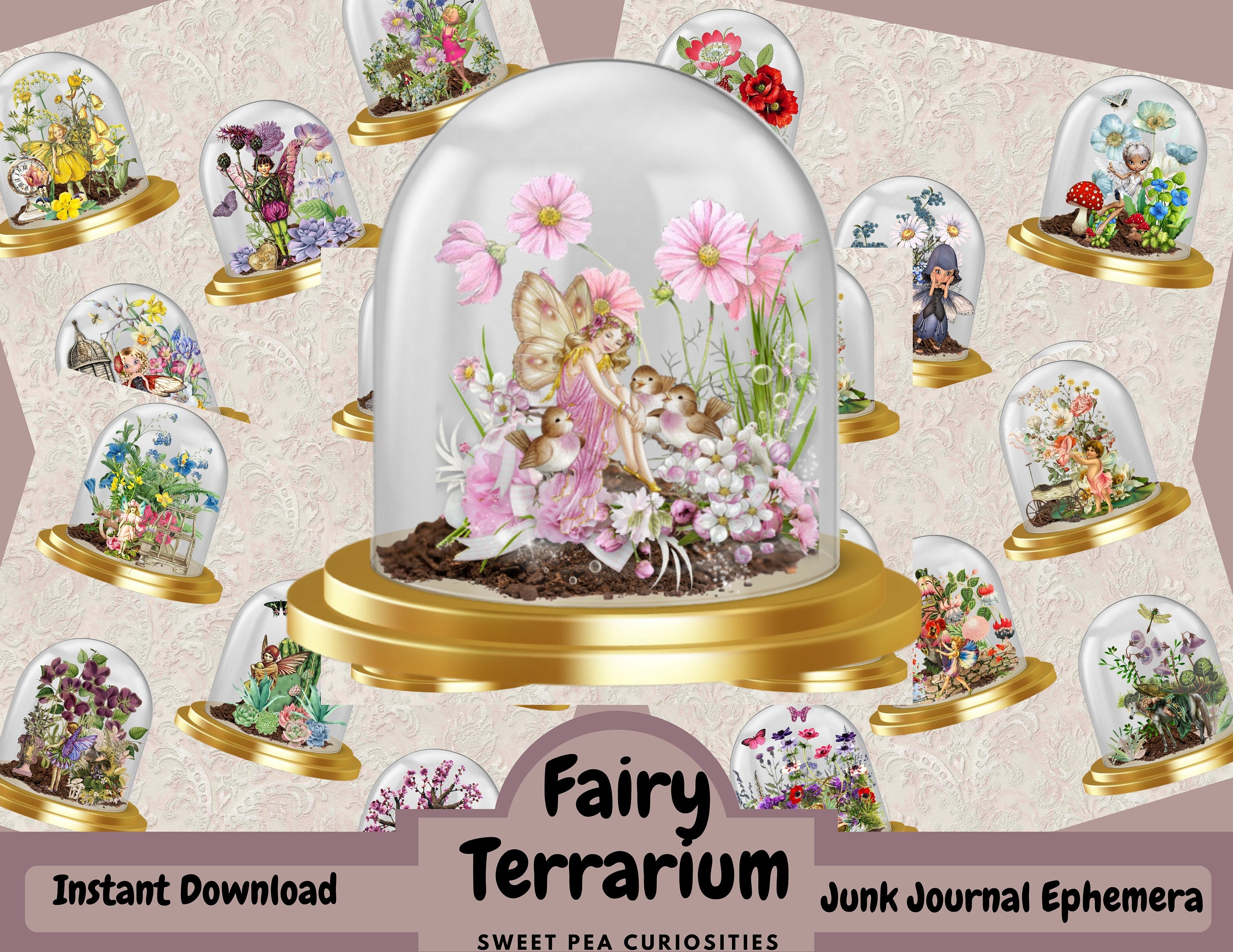 Fairy Terrarium Digital Download Printable Ephemera Junk Etsy