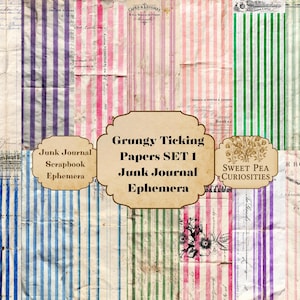 Junk Journal, Digitaal, Download, Afdrukbaar, Junk Journal-kit, Collage, Plakboek, Ephemera, Grunge, Tikkende, Papieren, Vintage, Frans