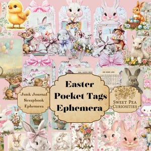Easter, Pocket Tags,, Junk Journal Kit, Digital, Download, Printable, Junk Journal, Christian, Collage, Scrapbook, Ephemera, Paper