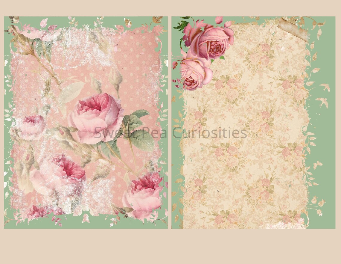 Shabby Chic Papers Digital Download Printable Junk Journal - Etsy