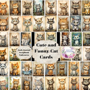 Chats, Chatons, Junk Journal Ephemera, Junk Journal, Imprimable, Numérique, Télécharger, Junk Journal kit, Collage, Scrapbook, vintage, Fournitures
