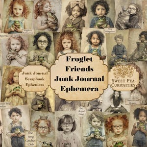 Froglet Friends, Junk Journal Kit, Digital, Download, Printable, Junk Journal, Grungy, Scrapbook, Ephemera, Grunge, Mixed Media, Shabby Chic