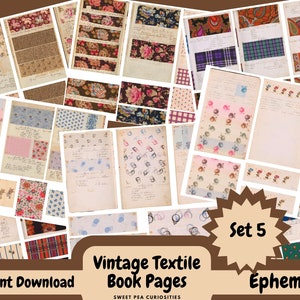 Ephemera, Vintage, Book, Textile, Digital, Download, Printable, Junk Journal Supplies, Mixed Media, Junk Journal, Collage, Material, Sewing