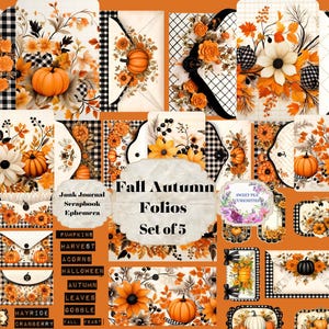 Fall, Autumn, Folios, Digital, Download, Printable, Junk Journal, Collage, Scrapbook, Ephemera, Paper, Pockets, Journal, Art