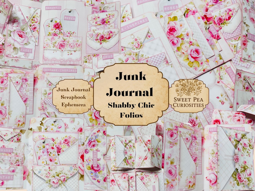 Shabby Chic Folio, Paper, File Folders, Pockets, Kit, Digital, Download ...