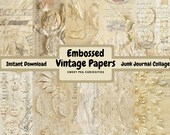 Embossed Vintage Papers, Digital, Download, Printable, Junk Journal, Ephemera, Collage, Scrapbook, Junk Journal Supplies, Mixed Media, Art