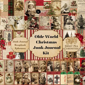 Olde World,  Junk Journal Kit, Digital, Download, Printable, Junk Journal, Christmas, Collage, Scrapbook, Ephemera, Paper, Holiday