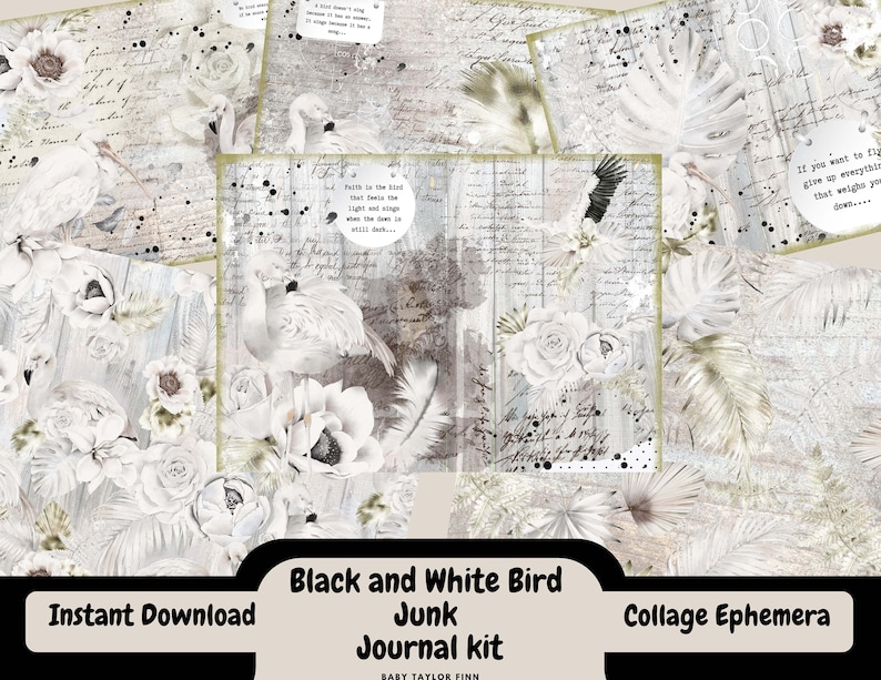Junk Journal Kit Digital Download Printable Birds Nature Etsy