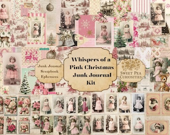 Weihnachten rosa, Junk Journal Kit, Digital, Download, bedruckbar, Junk Journal, Weihnachten, Collage, Scrapbook, Ephemera, Shabby Chic, Vintage