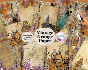 Vintage Grunge Paper, Digital, Download, Printable, Junk Journal, tags, Journal, Cards, Scrapbook, Mixed Media, Collage, Ephemera, Vintage