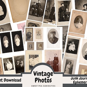 Vintage Fotos, Ephemera, Digital, Download, druckbar, Junk Journal, Mixed Media, Junk Journal Zubehör, Collage, Scrapbook, Pack, Shabby