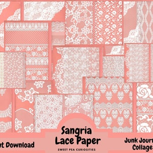 Sangria Lace, Printable, Digital, Download, Junk Journal, Collage, Ephemera, Scrapbook, Vintage, Paper, Junk Journal Supplies, pack, bujo