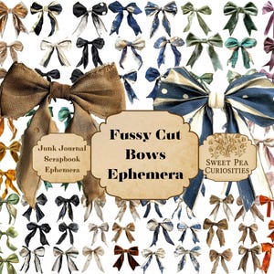 Bows, Lace, Material, Vintage, FUSSY CUT, Junk Journal, Printable, Digital Download, Ephemera, Grunge, Mixed Media, Journal, Collage
