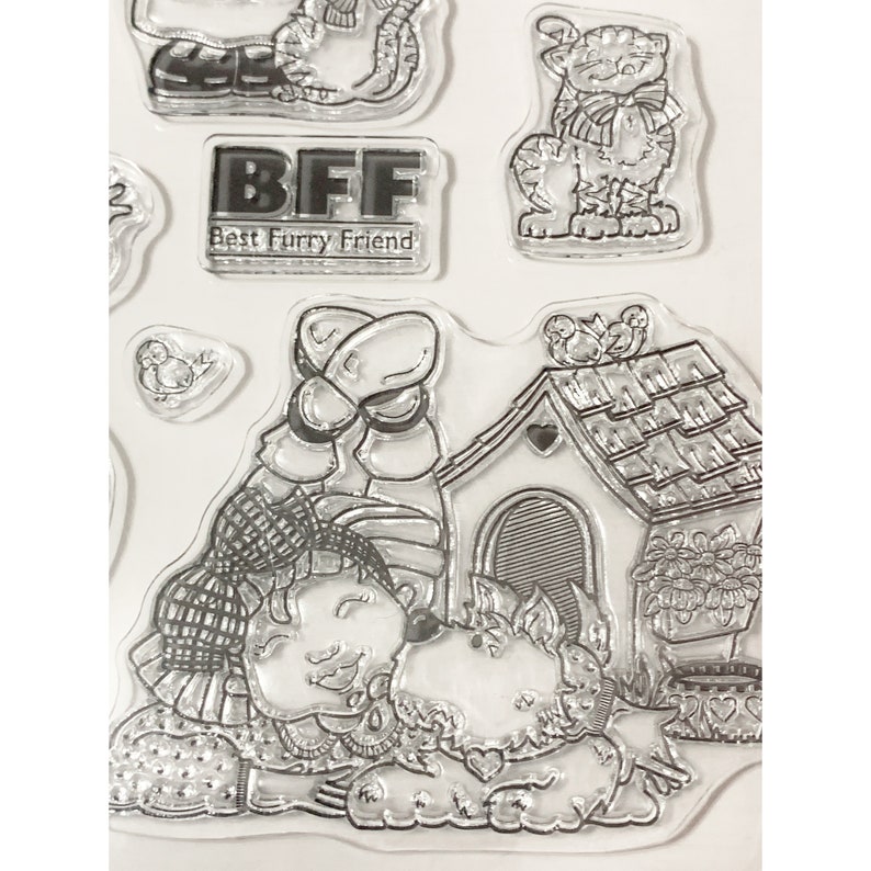 Clear Stamps Ephemera girl Planner Dog Mixed Media Clear stamp set cat Junk Journal Cardmaking Janies Furry Friends boy, DYI