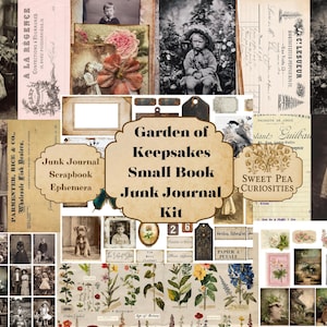 Garten, Andenken, kleines Buch, Junk Journal Kit, Digital, Download, bedruckbar, Junk Journal, Collage, Scrapbook, Ephemera, Papier