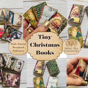 Christmas Tiny Books, Digital, Download, Printable, Junk Journal, Scrapbook, Ephemera, Ornament, Craft Kit, Gift, Tag, Miniature, Book