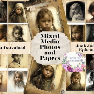 Junk Journal Kit, Printable, Photos, Mixed Media, Download, Digital, Junk Journal, Ephemera, Collage, Vintage, Papers, Scrapbook, Grunge