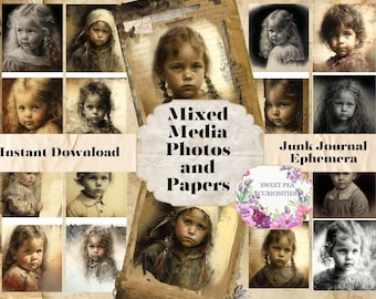 Junk Journal Kit, Printable, Photos, Mixed Media, Download, Digital, Junk Journal, Ephemera, Collage, Vintage, Papers, Scrapbook, Grunge