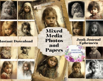 Junk Journal Kit, Printable, Photos, Mixed Media, Download, Digital, Junk Journal, Ephemera, Collage, Vintage, Papers, Scrapbook, Grunge