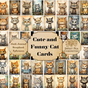 Cats, Kittens, Junk Journal Ephemera, Junk Journal, Printable, Digital, Download, Junk Journal kit, Collage, Scrapbook, Vintage, Supplies