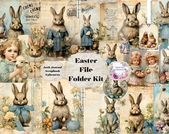 Easter, Paper, File Folders, Pockets, Tags, Kit, Digital, Download, Printable, Junk Journal, Collage, Scrapbook, Supplies, Ephemera