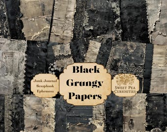 Grunge, Black, Grey, Paper, Vintage, Digital, Download, Printable, Junk Journal, Collage, Scrapbook, Supplies, Ephemera, Mixed Media
