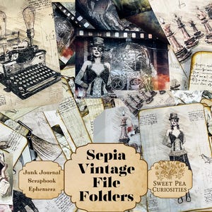 Steampunk, File Folders, Paper, Pockets, Tags, Kit, Digital, Download, Printable, Junk Journal, Collage, Scrapbook, Zubehör, Ephemera