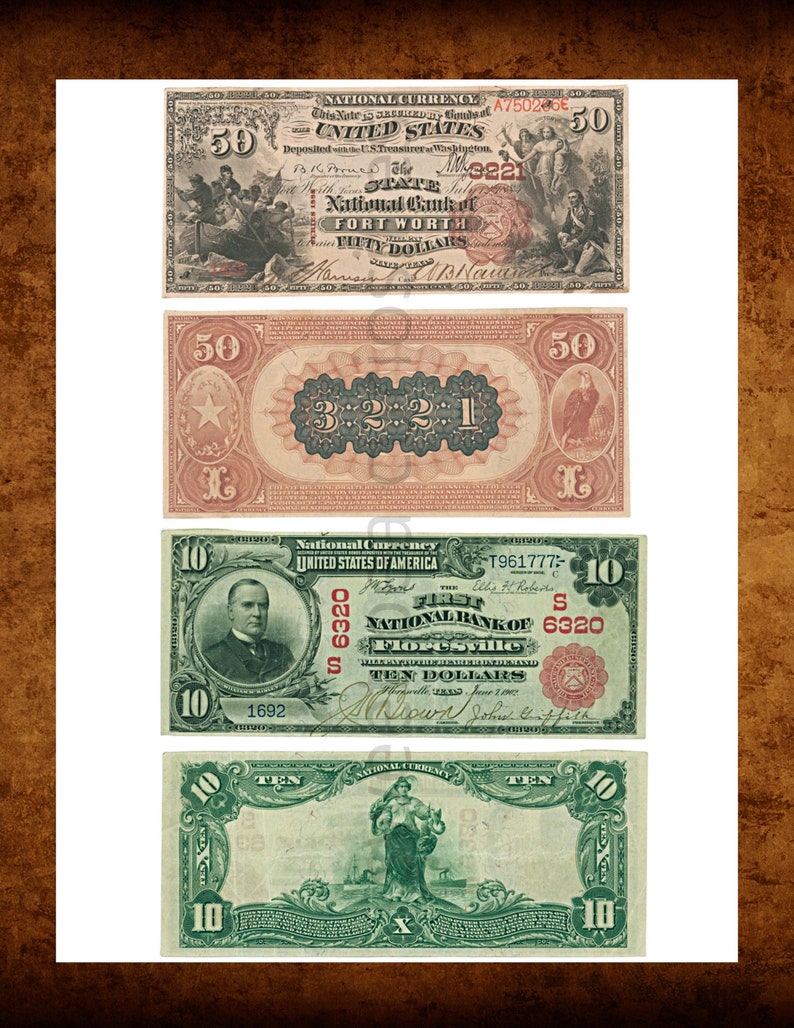 Bank Notes, Collage Paper, Junk Journal, Mixed Media, Ephemera, Digital ...
