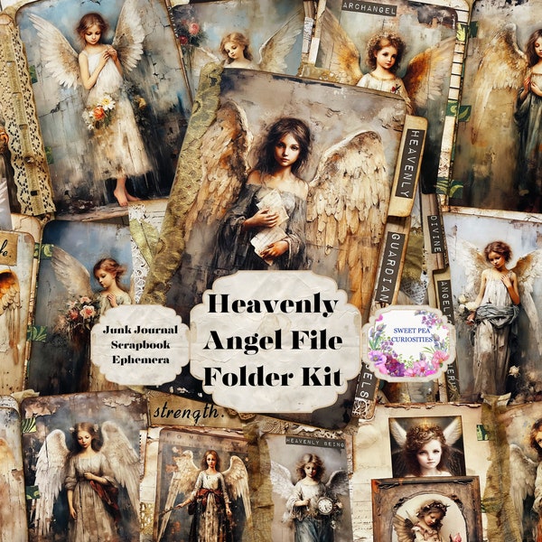 Heavenly Angel ,Paper, File Folders, Pockets, Tags, Kit, Digital, Download, Printable, Junk Journal, Collage, Scrapbook, Supplies, Ephemera