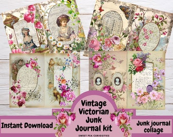 Junk Journal kit, Vintage Victoriaanse, Junk Journal ephemera, Ephemera, Junk Journal, Mixed Media, Vintage papier, Afdrukbaar, Journal pagina's
