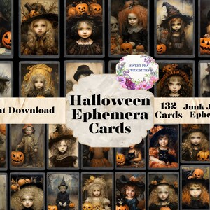 Halloween Ephemera,Digital, Download, Printable, Junk Journal, Cards, Fall, Pumpkin, Witch, Photos, Collage, Scrapbook, Supplies, Ephemera