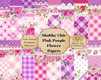 Viola, Rosa, Carta, Kit Junk Journal, Digitale, Scarica, Stampabile, Junk Journal, Grungy, Album, Effimere, Tecnica mista, Shabby Chic
