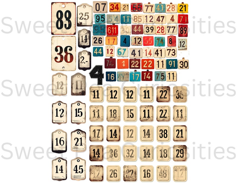 Junk Journal, Printable, Labels, Numbers, Mixed Media, Download, Digital, Junk Journal, Ephemera, Collage, Vintage, Scrapbook, Grunge image 7