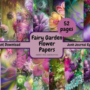 Junk Journal, Printable, Download, Digital, Papers, Fairies, Junk Journal Supplies, Collage, Mixed Media, Floral, Flowers, Scrapbook, Art